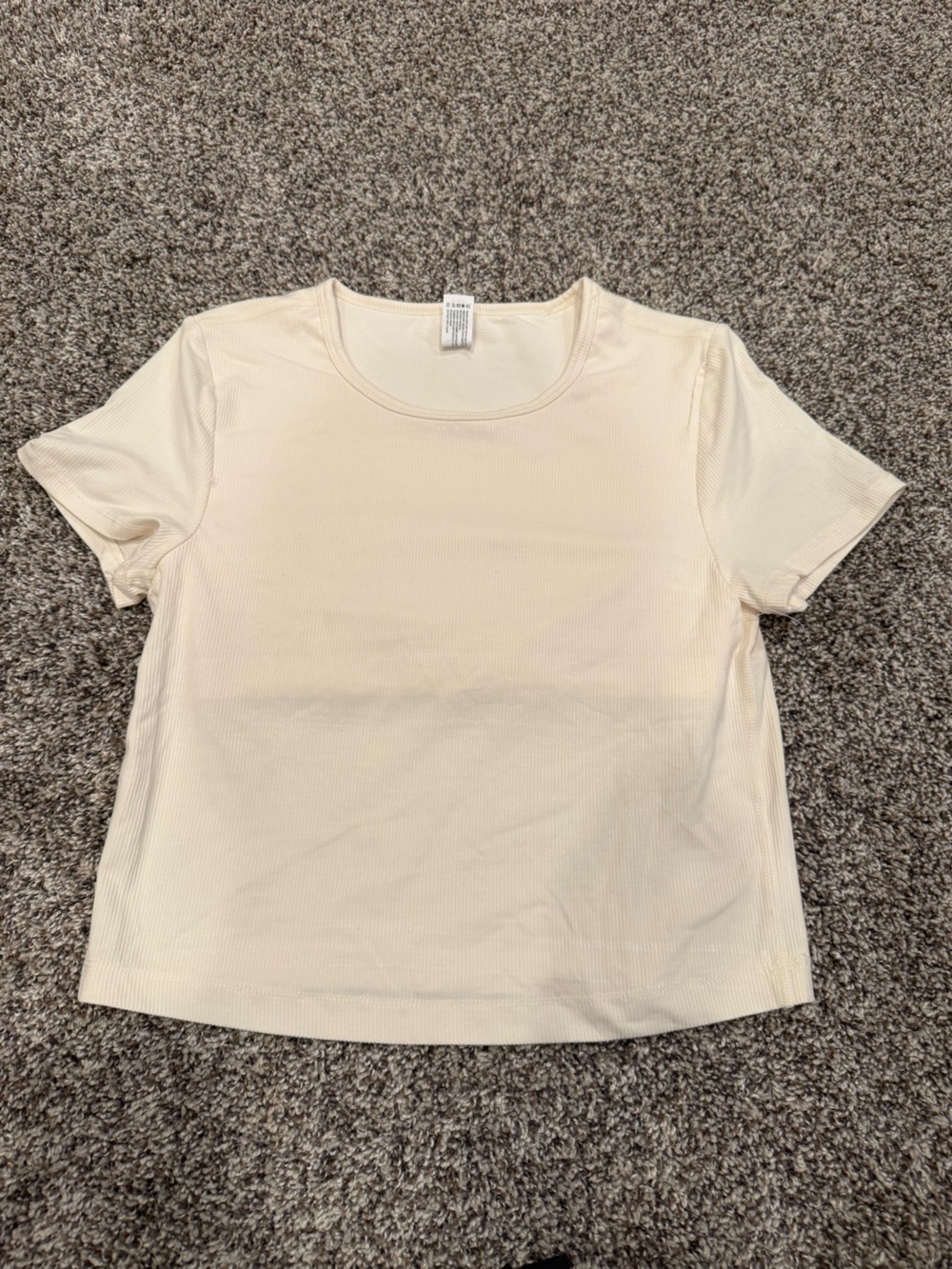 Yogalicious Cream Short-Sleeve Ribbed Tee NWOT